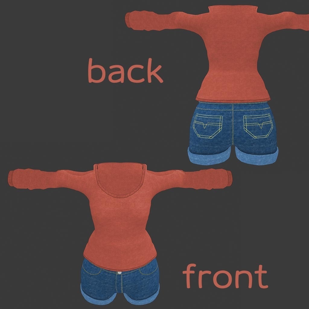 リアアリス(RearAlice)用衣装 オータムスタイル(秋服)オフショルダートップス、ミニデニムショートパンツ(ワイド)