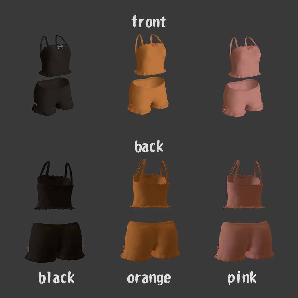 【2021/11/07 メッシュとウェイトの調整】メリノ用衣装、ルームウェア、フリル付のトップスとショートパンツ