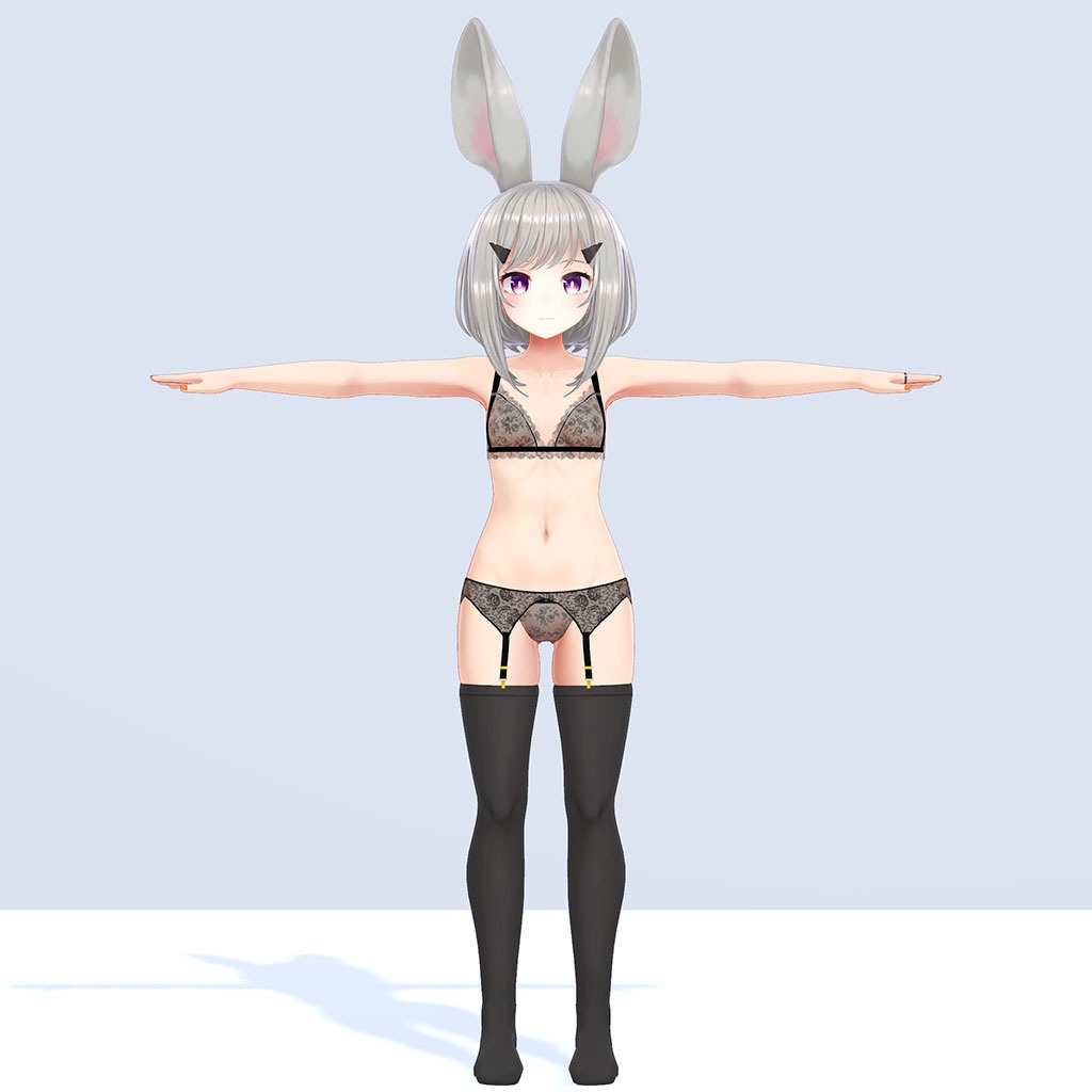 レイニィちゃん用衣装、レースランジェリーセット(レースのブラジャー、ショーツ、ガーター)