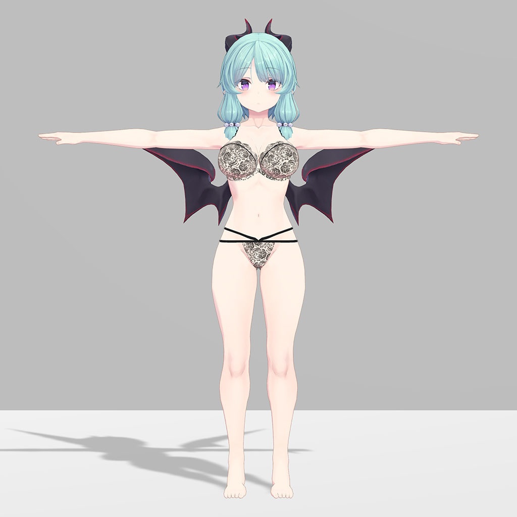 サタリナ族のメイドさん用の衣装、レースランジェリーセット(ブラジャー、ショーツ)