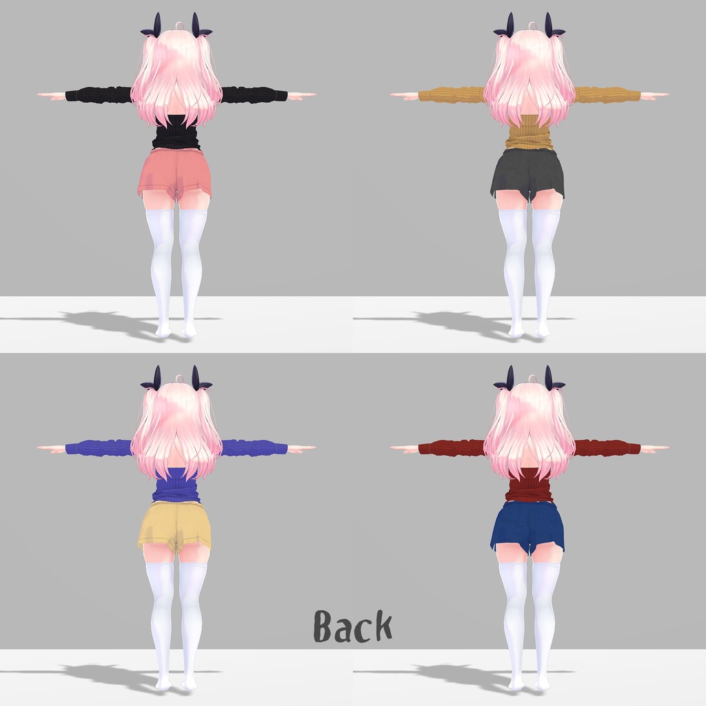 イヨちゃん用の衣装、オフショルダーセーター、ゆったりショートパンツ