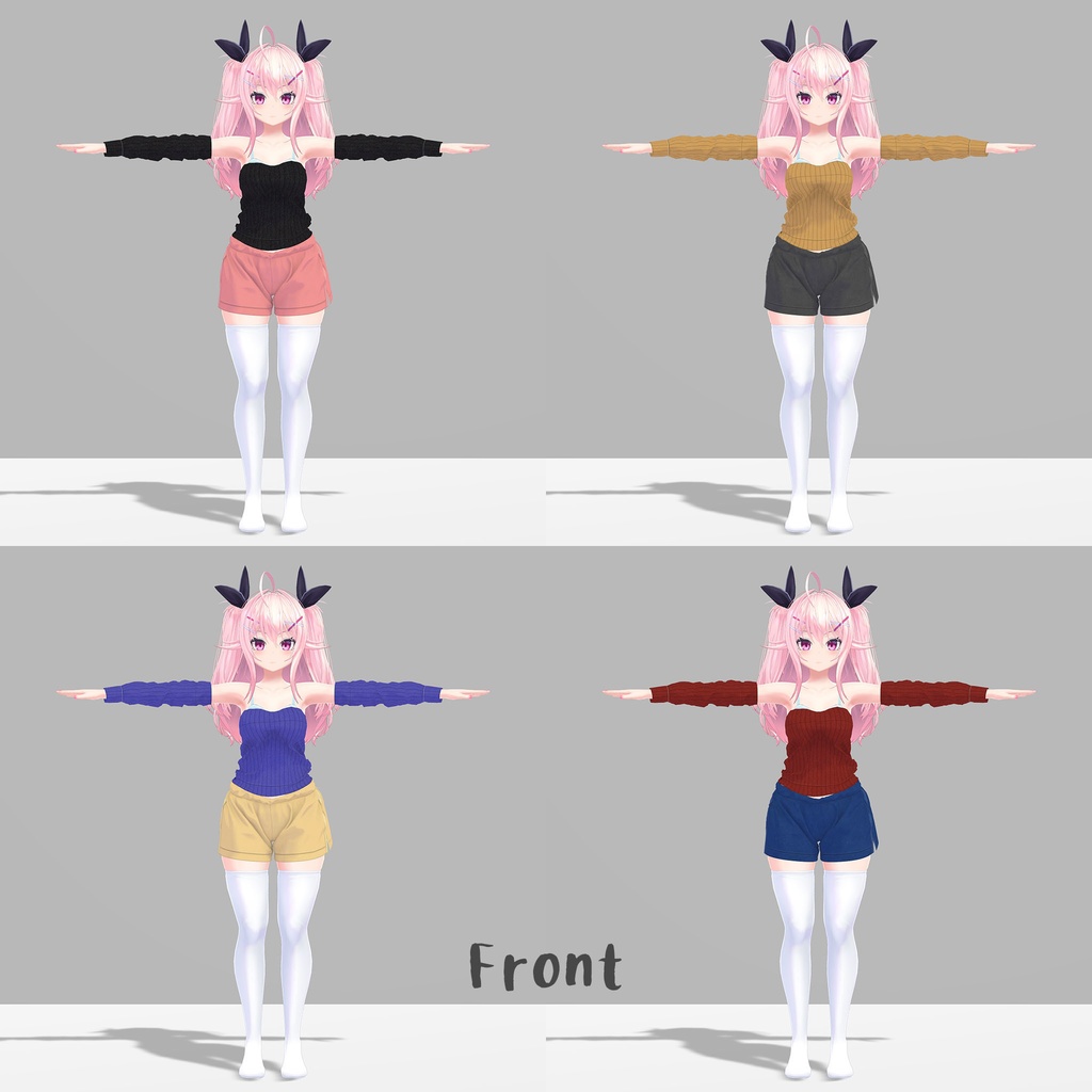 イヨちゃん用の衣装、オフショルダーセーター、ゆったりショートパンツ