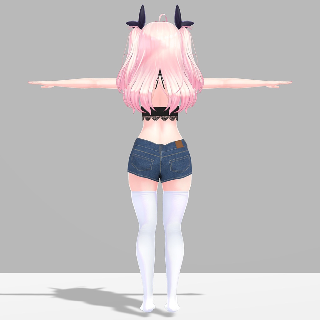 イヨちゃん用の衣装、レースビスチェ、デニムショートパンツ