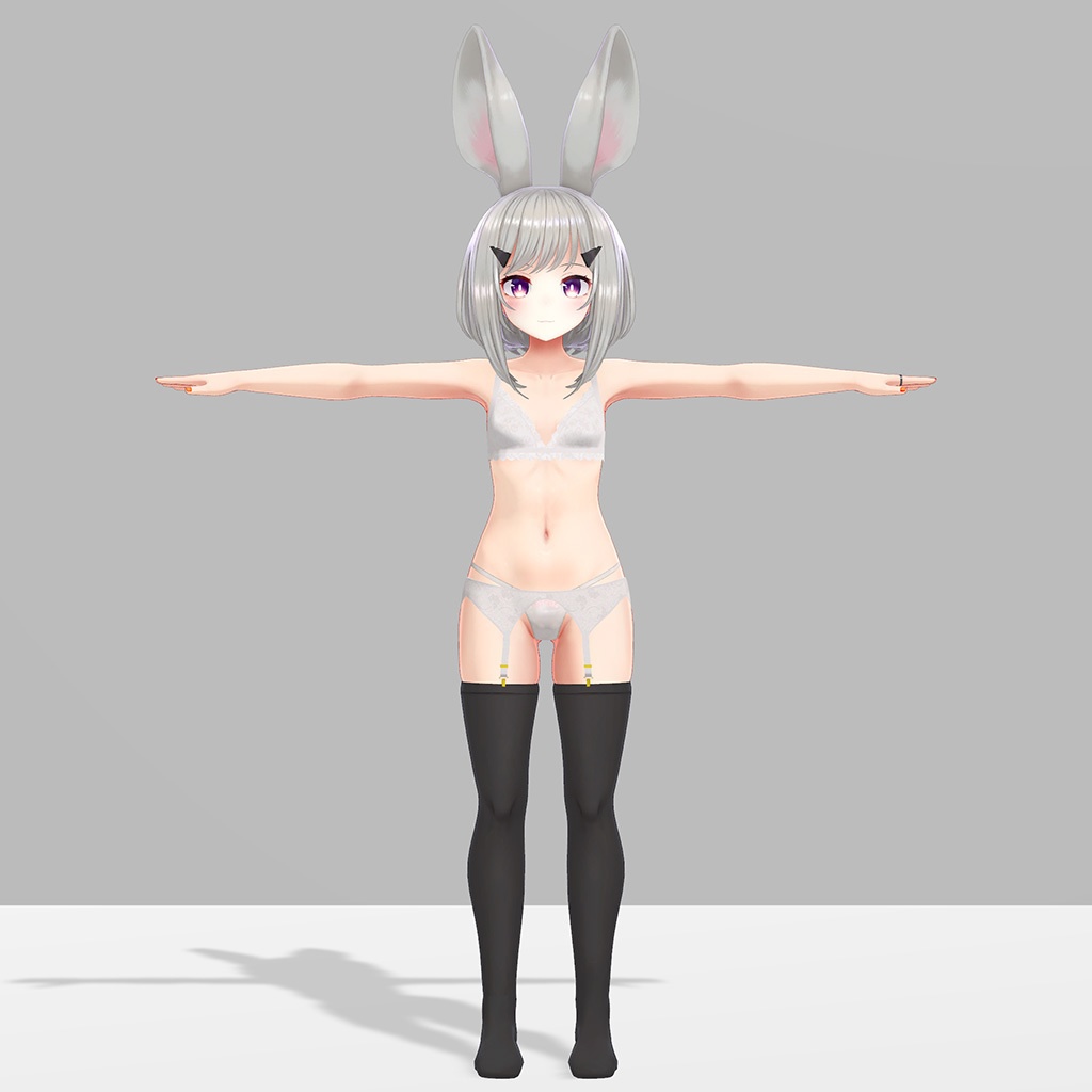 レイニィちゃん用衣装、白レースランジェリーセット(白レースのブラジャー、Tバックショーツ、ガーター)