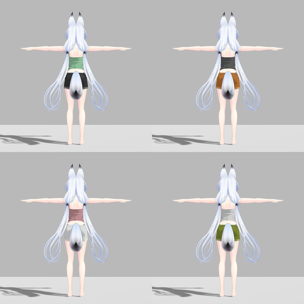 【PB対応/Liltoon】「狐薄」「ヨール」用の衣装、キャミソール、ゆったりショートパンツ(テクスチャ各4色入り)