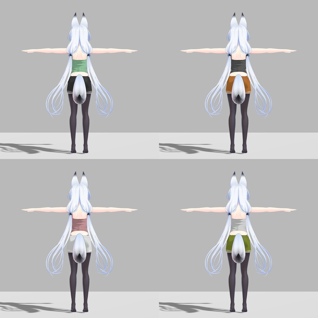 【PB対応/Liltoon】「狐薄」「ヨール」用の衣装、キャミソール、ゆったりショートパンツ(テクスチャ各4色入り)