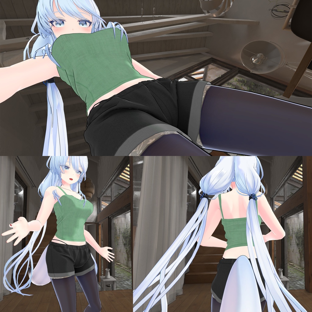 【PB対応/Liltoon】「狐薄」「ヨール」用の衣装、キャミソール、ゆったりショートパンツ(テクスチャ各4色入り)