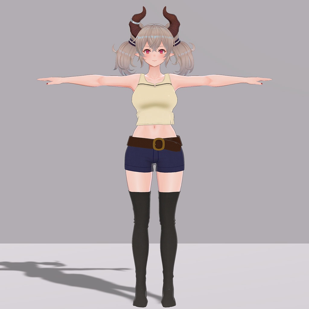 【PB版動作確認済】『ドラゴニュート・シェンナ』用の衣装、タンクトップ、ショートパンツ(ベルト付き)、ニーソックス