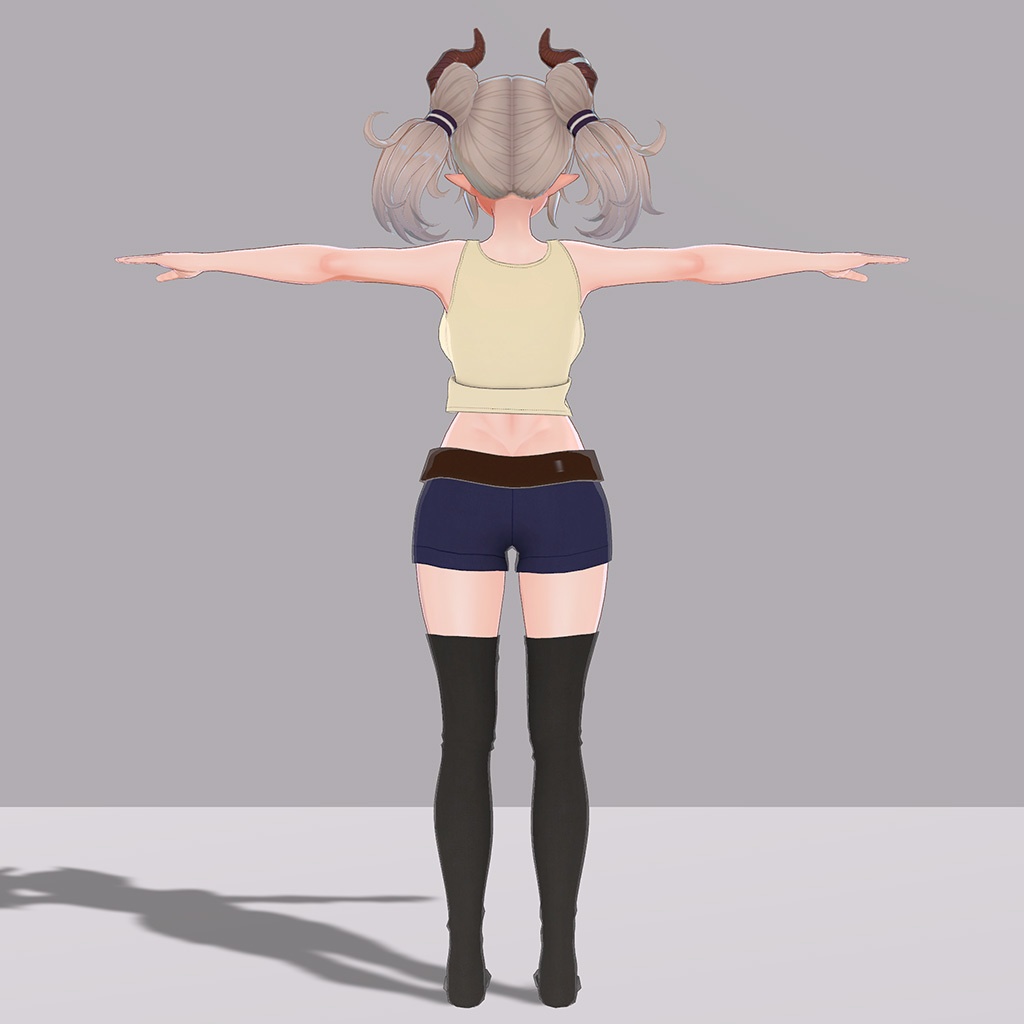 【PB版動作確認済】『ドラゴニュート・シェンナ』用の衣装、タンクトップ、ショートパンツ(ベルト付き)、ニーソックス