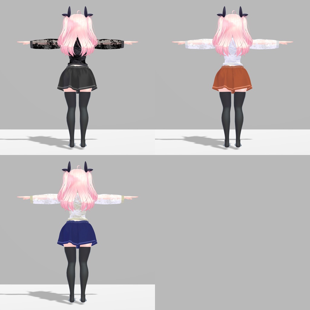 イヨちゃん用の衣装、スプリングコーデ(春服)、シースルーブラウス、 キュロットスカート