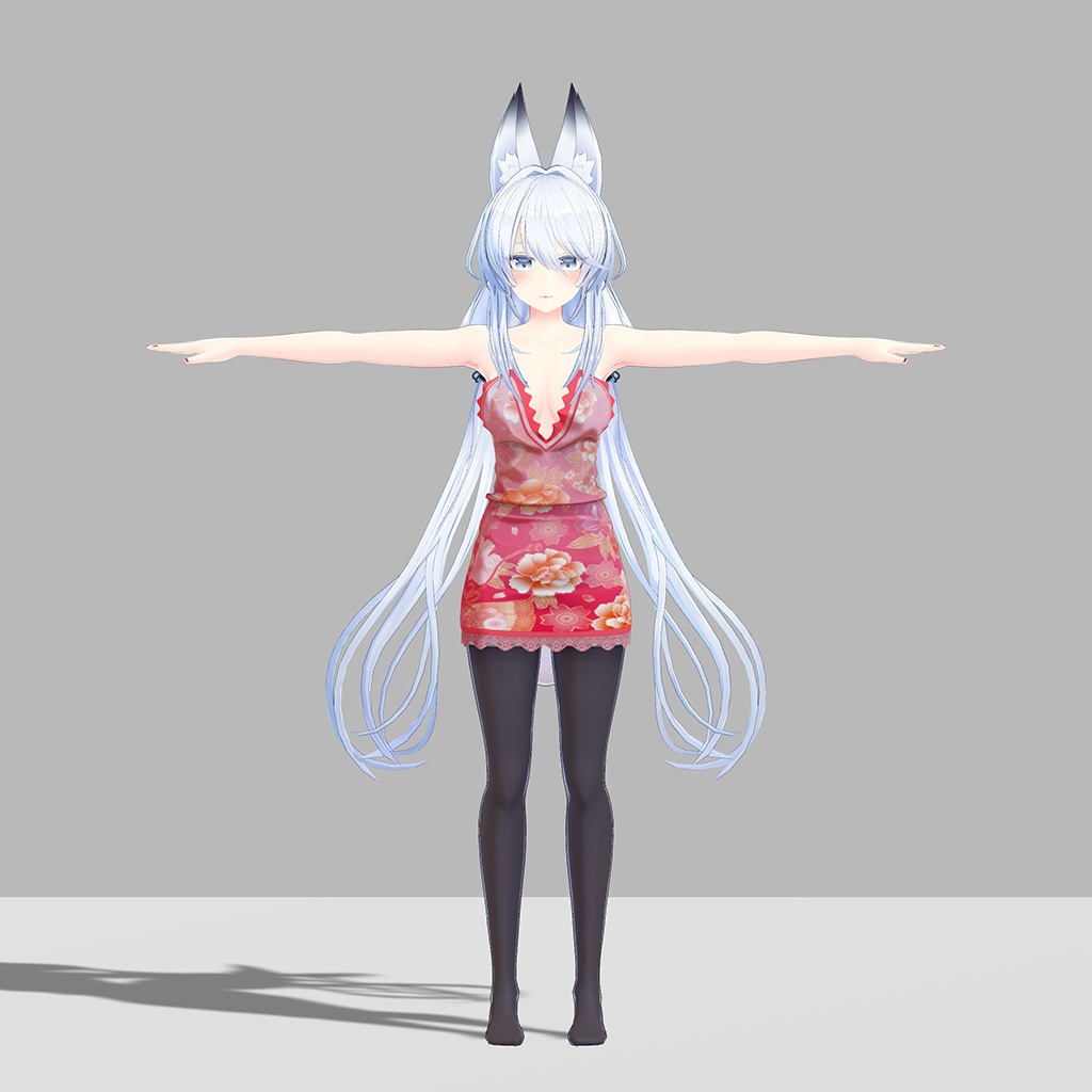 「狐薄」「ヨール」用の衣装、タイトドレス(テクスチャ4種、花柄、黒チェック柄、ピンクチェック柄、白色)