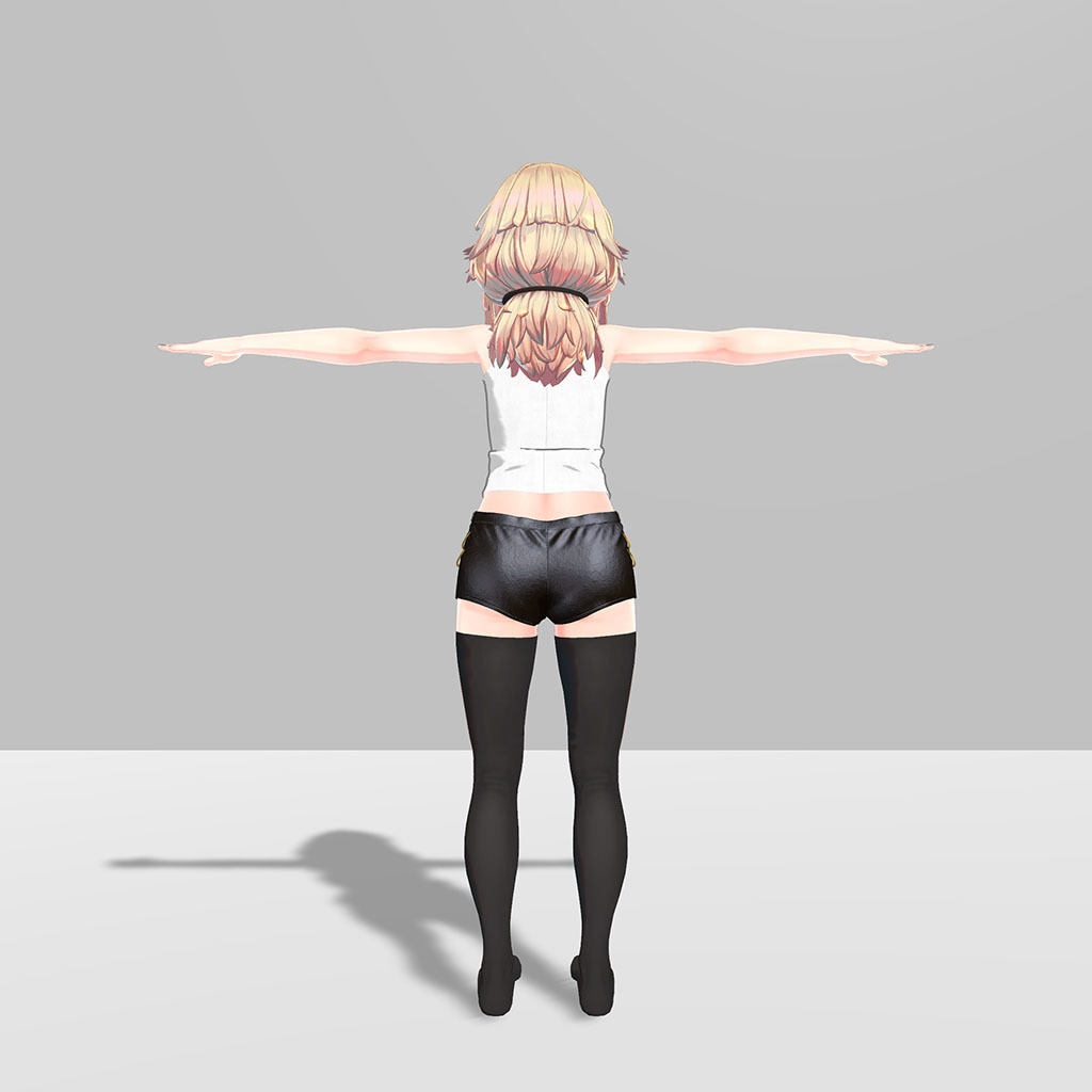 メリノ用衣装、ブローチ付ブラウス(ノースリーブ)、レザーショートパンツ