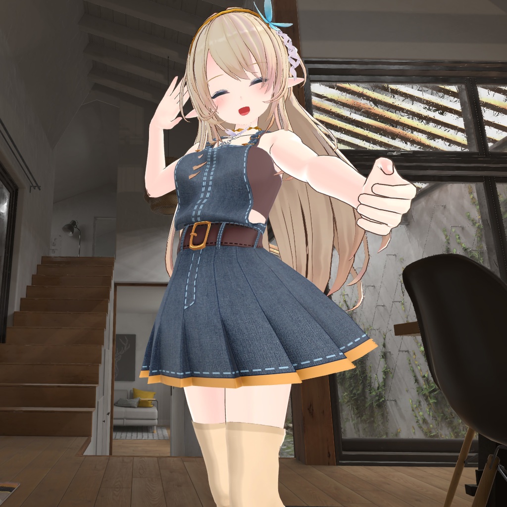 【PB対応】ルシナちゃん用の衣装、オーバーオールスカート(サロペットスカート)セット