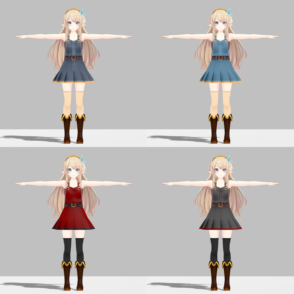 【PB対応】ルシナちゃん用の衣装、オーバーオールスカート(サロペットスカート)セット