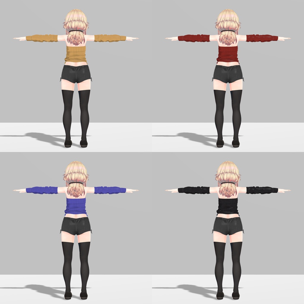 メリノ用衣装、オフショルダーセーター、編み上げショートパンツ