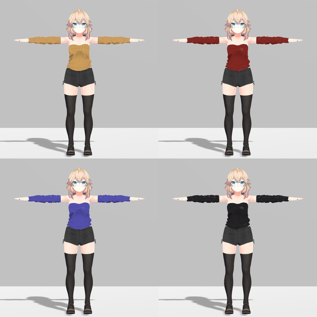 メリノ用衣装、オフショルダーセーター、編み上げショートパンツ