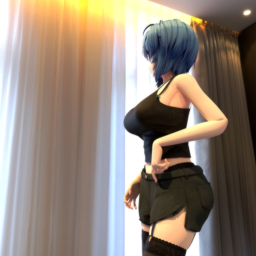 イメリス用の衣装、ルームウェア(タンクトップ4色入り、ショートパンツ)、追加でチェック柄のショートパンツ1本