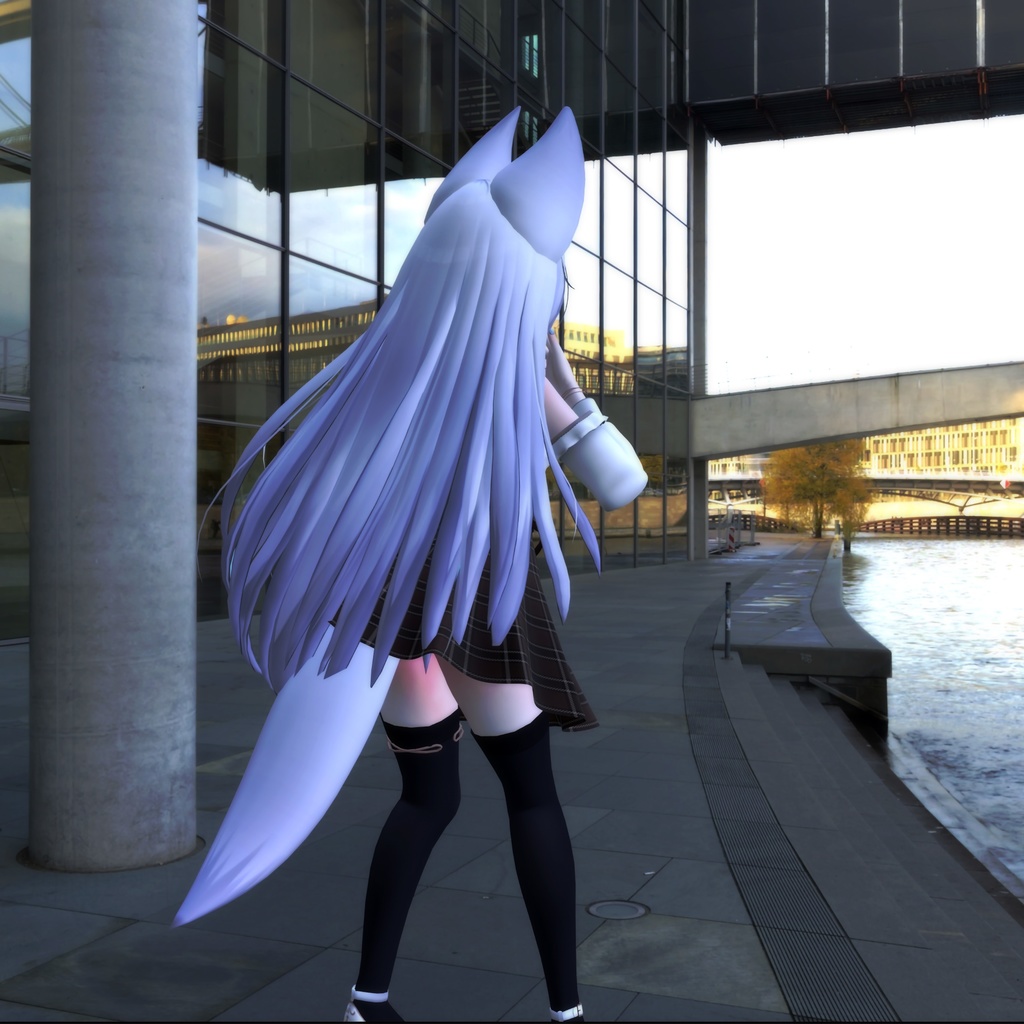 【PB対応】「ウルフェリア」用衣装、プリティカジュアルコーデ(オフショルダーブラウス、胸元フリル、オフショルダー袖、チェック柄フレアスカート)