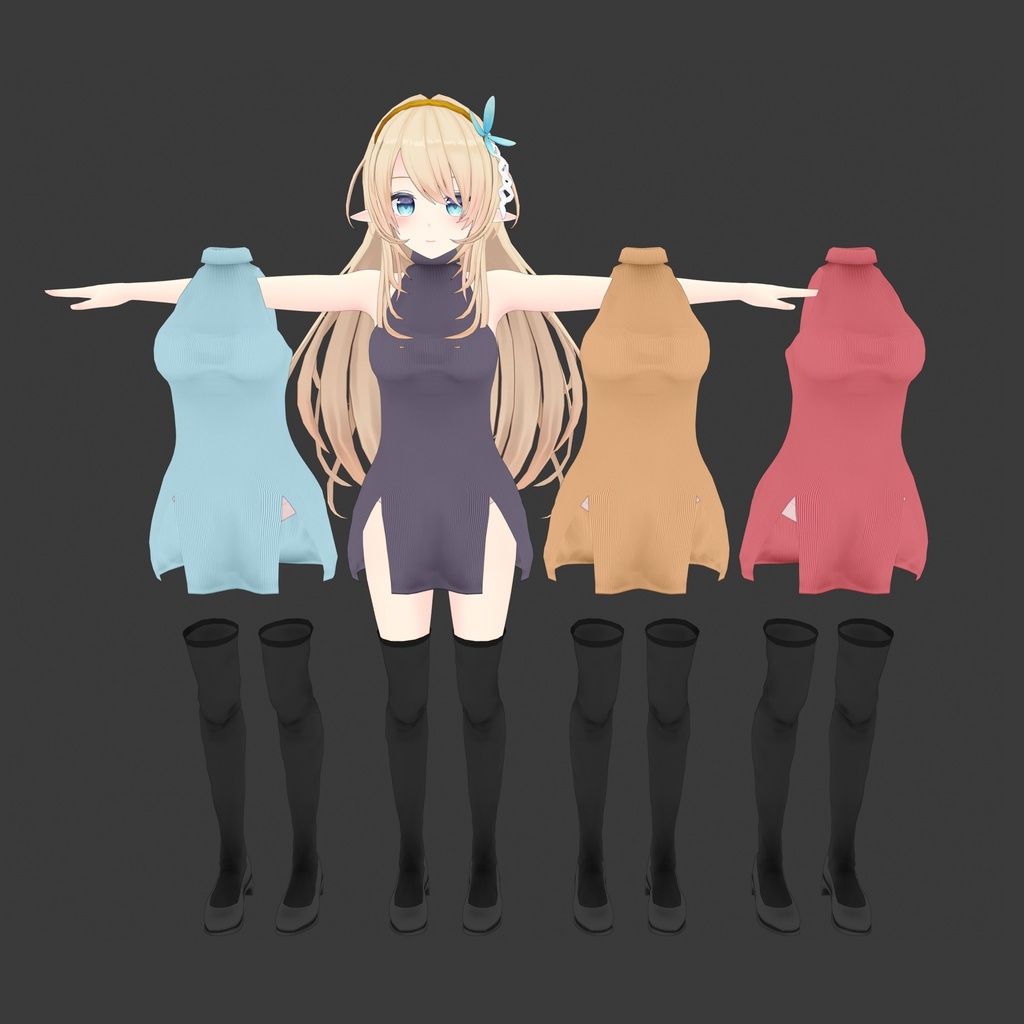 【PB対応】ルシナちゃん用の衣装、タートルネックワンピースセット