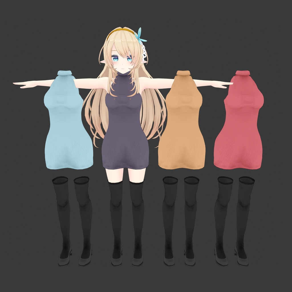 【PB対応】ルシナちゃん用の衣装、タートルネックワンピースセット