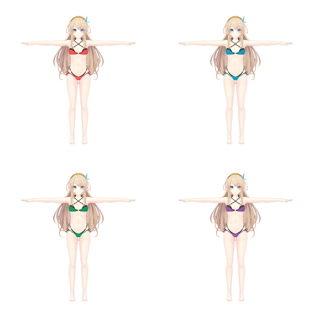 【PB対応/Liltoon】3アバター対応「ヨール -Yawl-」「狐薄」「ルシナ」用の衣装、ビキニ(4色入り)