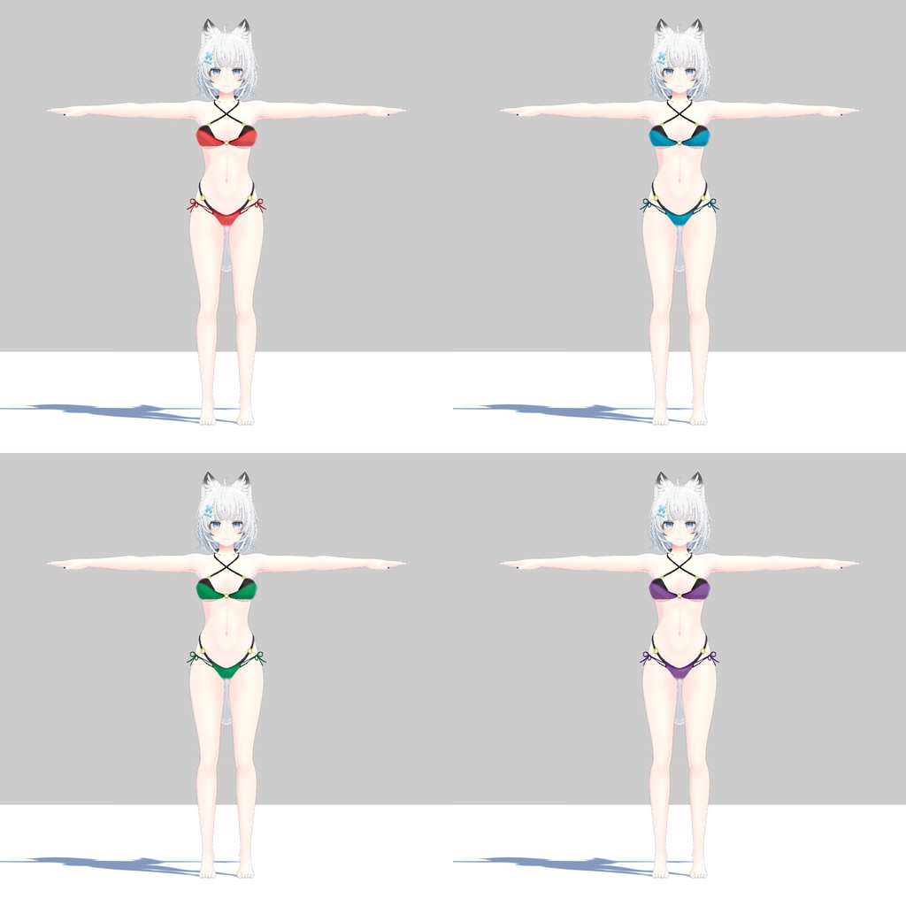 【PB対応/Liltoon】3アバター対応「ヨール -Yawl-」「狐薄」「ルシナ」用の衣装、ビキニ(4色入り)