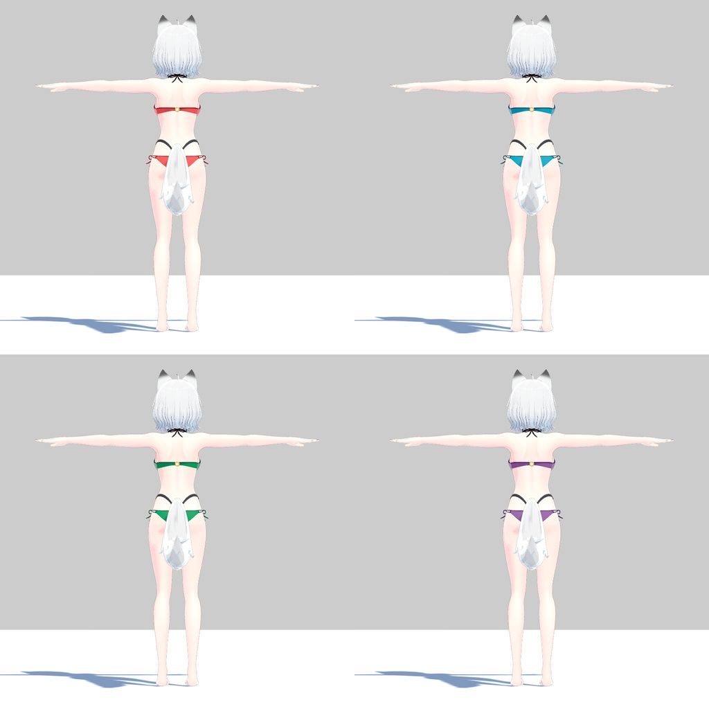 【PB対応/Liltoon】3アバター対応「ヨール -Yawl-」「狐薄」「ルシナ」用の衣装、ビキニ(4色入り)