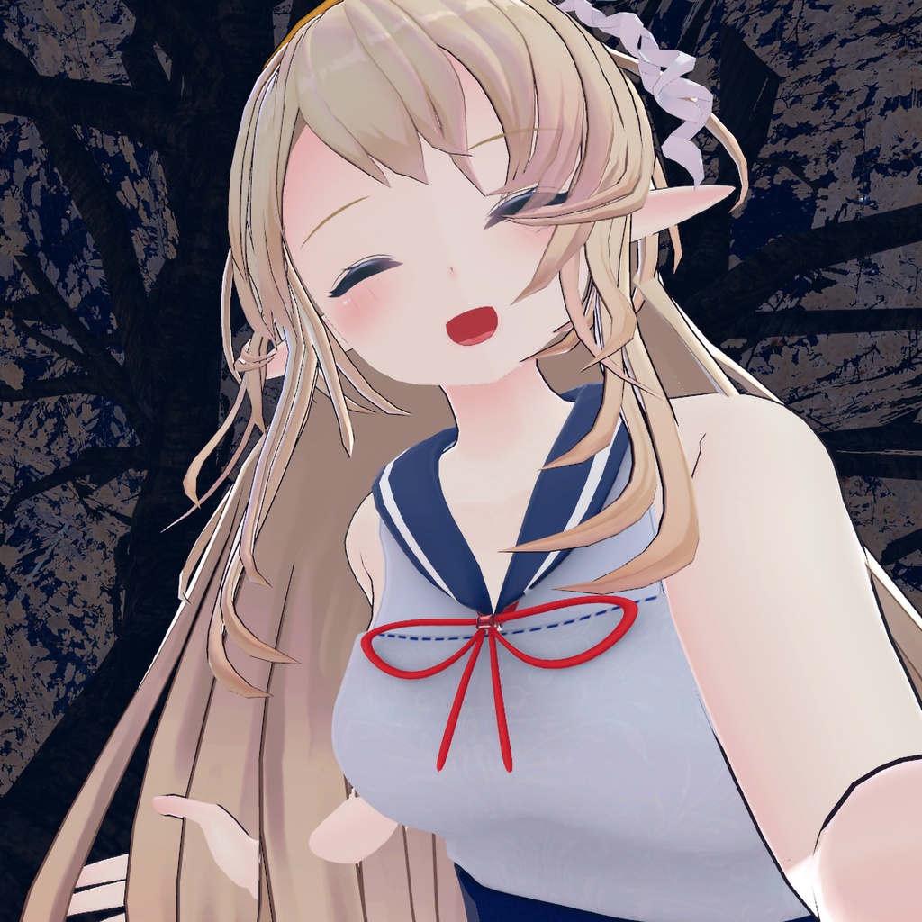 【PB対応/Liltoon】3アバター対応「ヨール -Yawl-」「狐薄」「ルシナ」用の衣装、セーラーカラートップスと切り替えフレアスカート