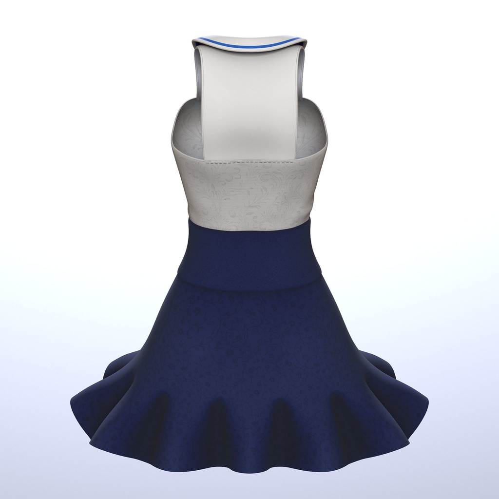 【PB対応/Liltoon】3アバター対応「ヨール -Yawl-」「狐薄」「ルシナ」用の衣装、セーラーカラートップスと切り替えフレアスカート