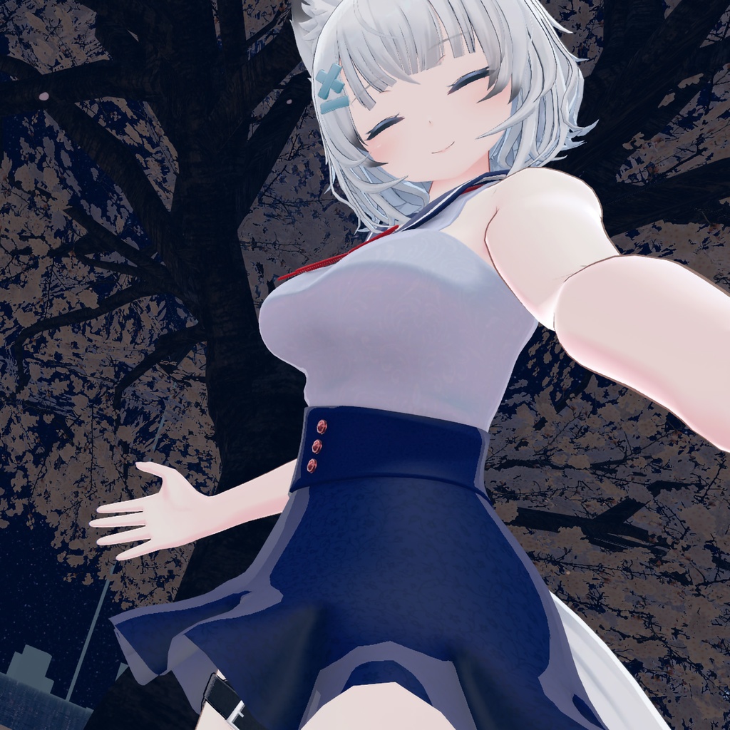 【PB対応/Liltoon】3アバター対応「ヨール -Yawl-」「狐薄」「ルシナ」用の衣装、セーラーカラートップスと切り替えフレアスカート