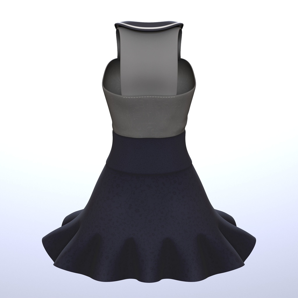 【PB対応/Liltoon】3アバター対応「ヨール -Yawl-」「狐薄」「ルシナ」用の衣装、セーラーカラートップスと切り替えフレアスカート