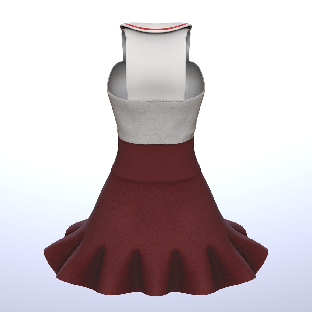 【PB対応/Liltoon】3アバター対応「ヨール -Yawl-」「狐薄」「ルシナ」用の衣装、セーラーカラートップスと切り替えフレアスカート