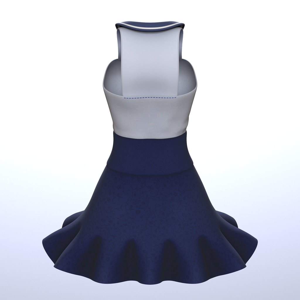 【PB対応/Liltoon】3アバター対応「ヨール -Yawl-」「狐薄」「ルシナ」用の衣装、セーラーカラートップスと切り替えフレアスカート