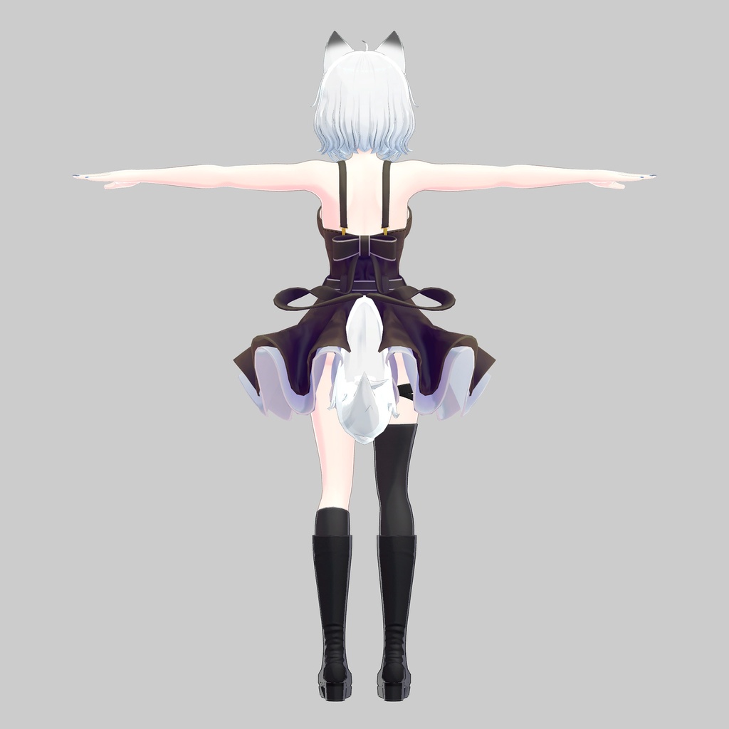 【PB対応/Liltoon】「ヨール -Yawl-」「狐薄」用の衣装、フレアスカートワンピース(黒と白の2色入り)※PSDファイルにピンクと青を追加