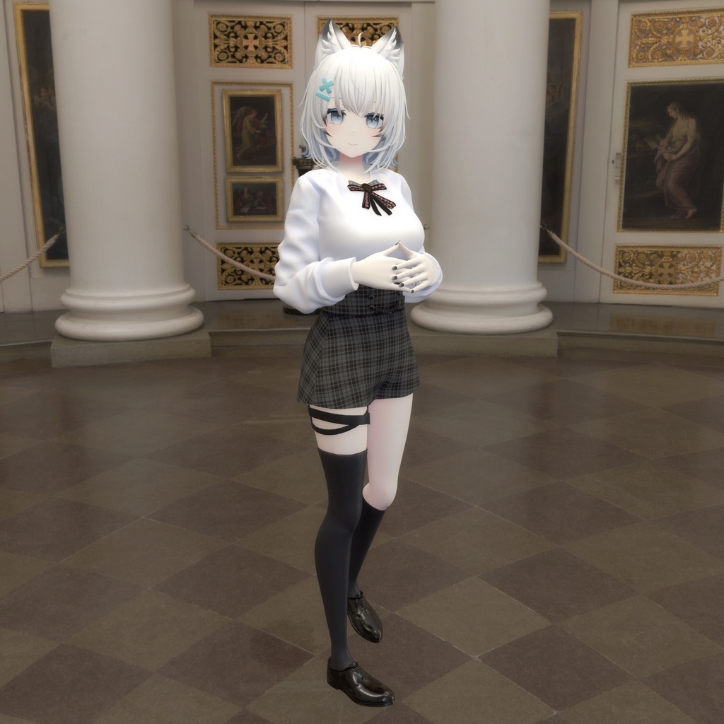 【PB対応/Liltoon】「ヨール -Yawl-」「狐薄」用の衣装、ブラウス、ブローチ、ミニタイトスカート、紳士靴(オックスフォード)