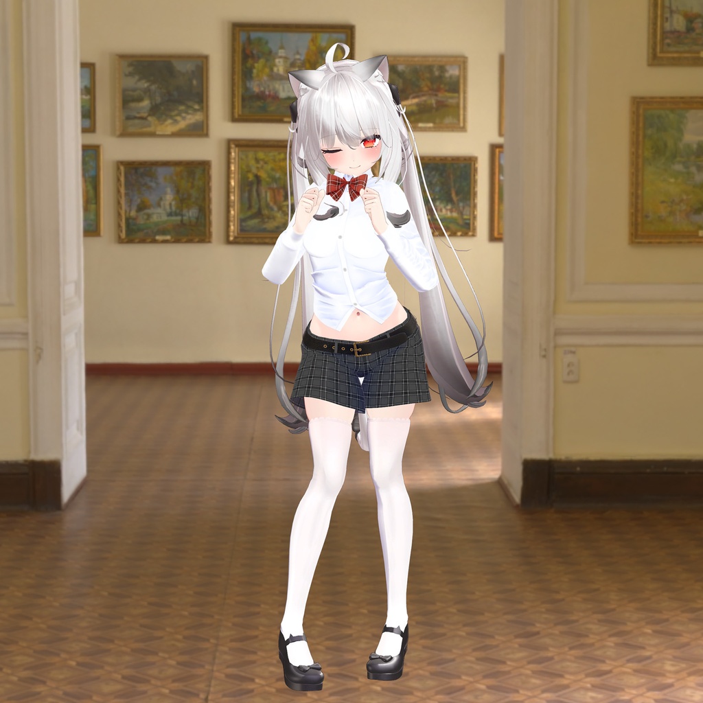 【PB版動作確認済】舞夜用の衣装、ブラウス、胸元のリボン、ショートパンツ、ベルト