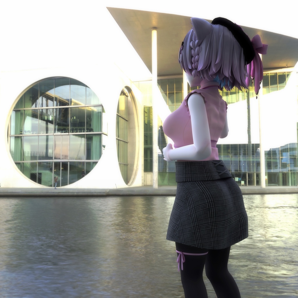 まりえる用の衣装、フリル付きノースリーブブラウス(5色入り)、ハート型の装飾付リボン(黒、赤)、ミニタイトスカート