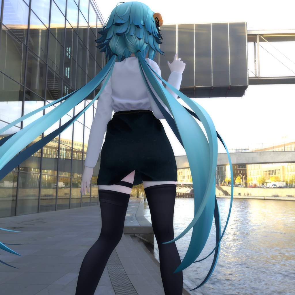 竜胆用の衣装、オフィスカジュアルコーデ(ブラウス2色、スカート2色、ネックレス、ベルト)