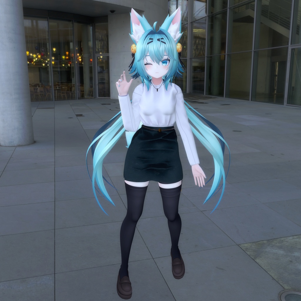 竜胆用の衣装、オフィスカジュアルコーデ(ブラウス2色、スカート2色、ネックレス、ベルト)