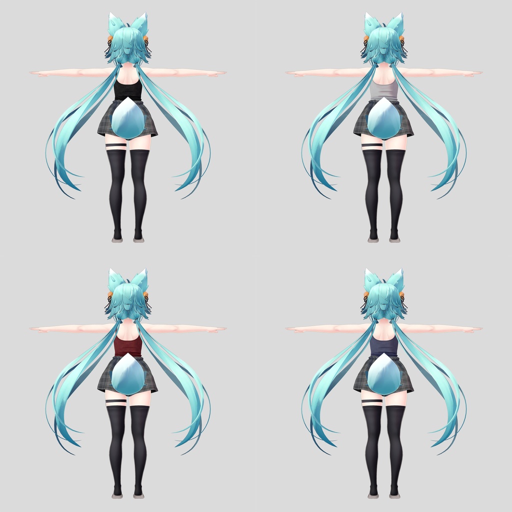 竜胆用の衣装、ルームウェア(タンクトップ4色、ショートパンツ)