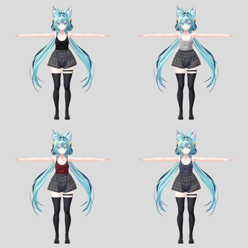 竜胆用の衣装、ルームウェア(タンクトップ4色、ショートパンツ)