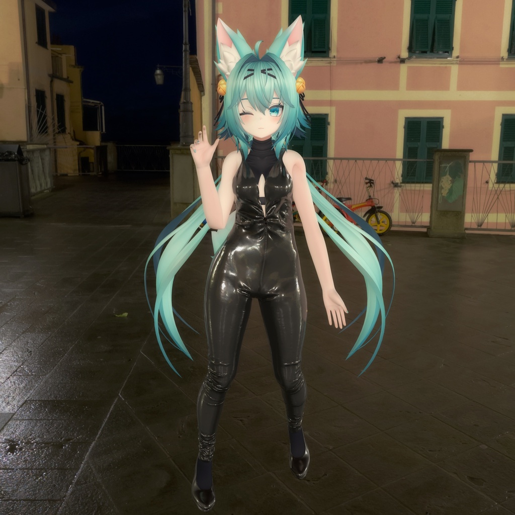 竜胆用の衣装、キャットスーツ(ノースリーブ)、シューズ