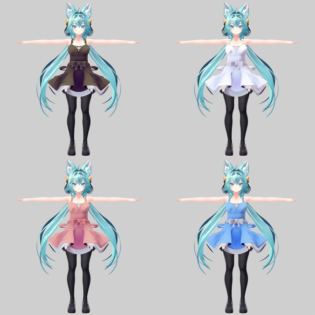 竜胆用の衣装、フレアスカートワンピース(4色入り)