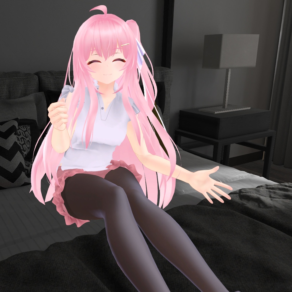 【PB版動作確認済】EMISTIA -エミスティア-用の衣装、フリル袖ポロシャツ、フリルショートパンツ(ピンク、黒)