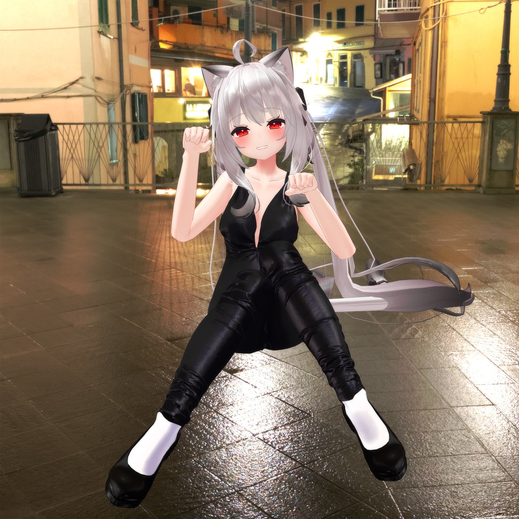 【PB版動作確認済】舞夜用の衣装、キャットスーツ(ノースリーブ)、シューズ