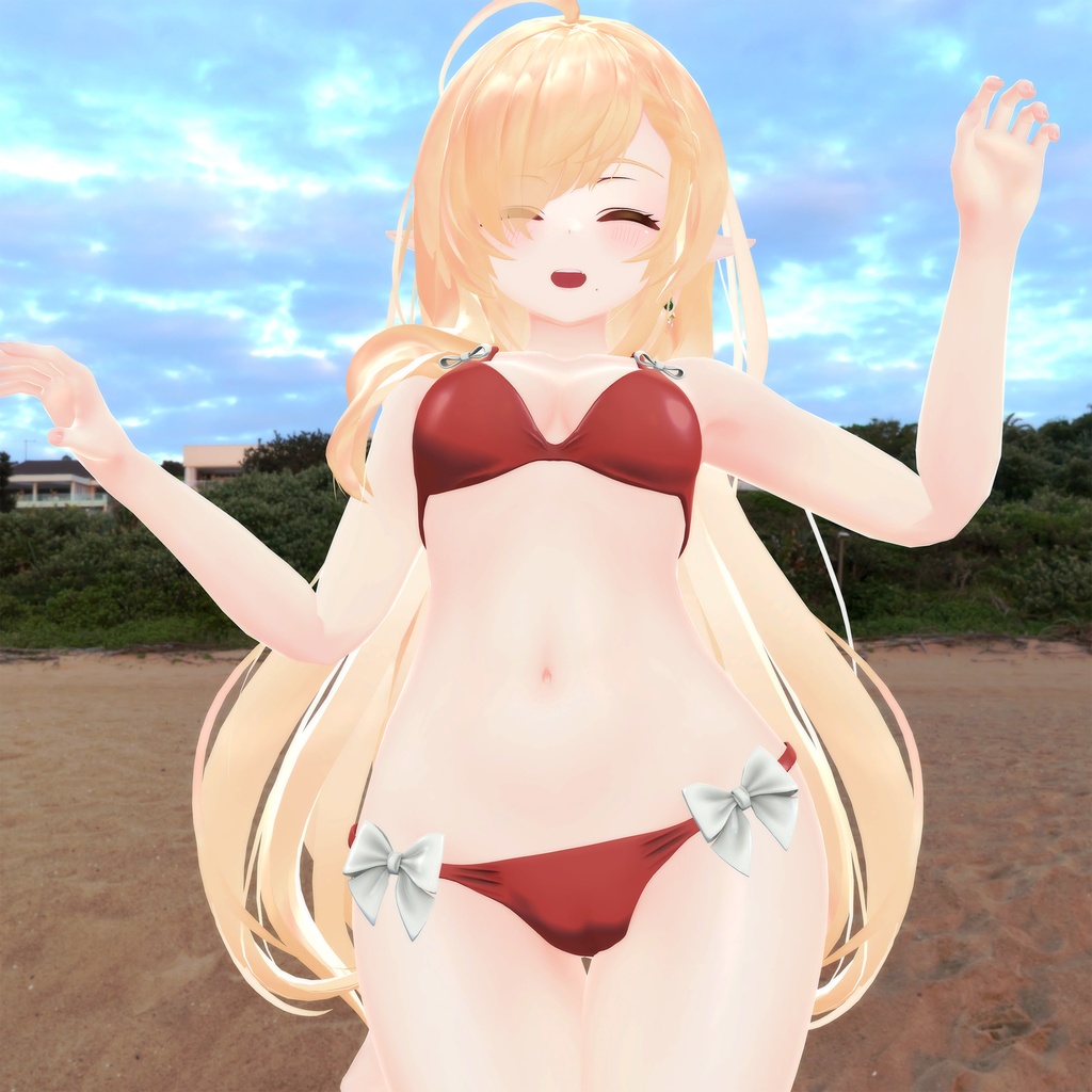 【PB対応】YRISPHERE -ユリスフィア-用の衣装、リボン付ビキニ、テクスチャ4種入り