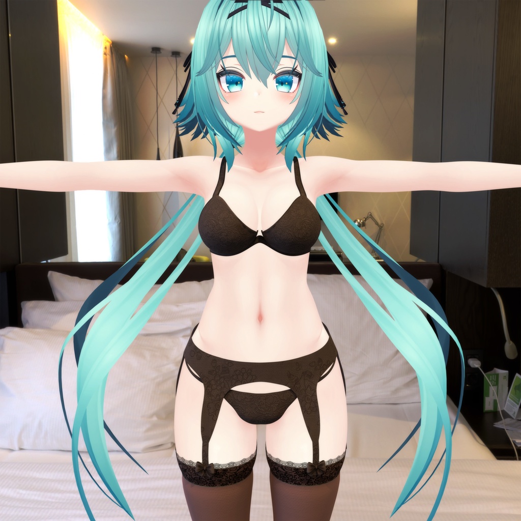 竜胆用の衣装、ランジェリーセット(黒)【2/2 白も追加】