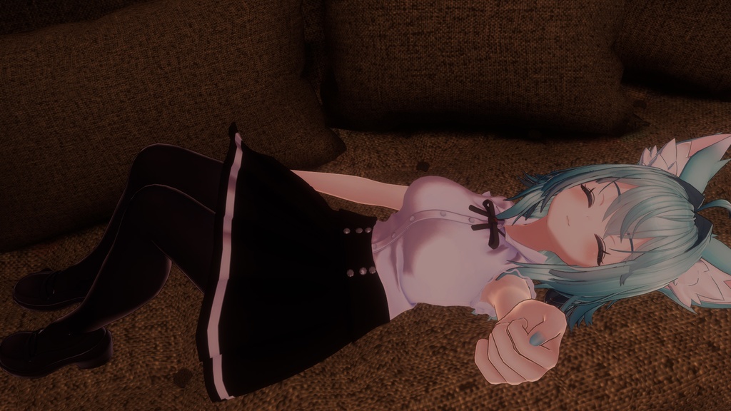 竜胆用の衣装、ガーリーコーデ、フリルスリーブブラウス、リボン、プリーツスカート