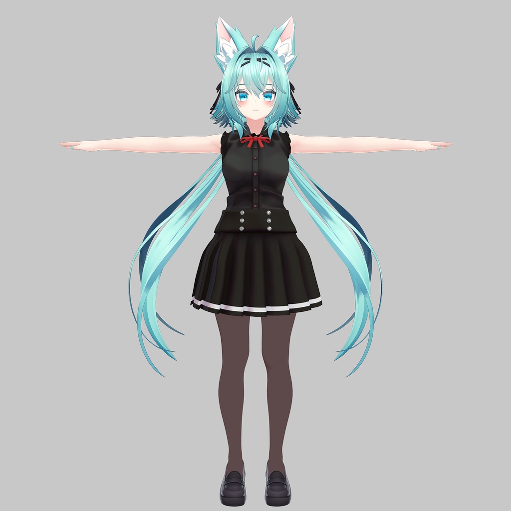 竜胆用の衣装、ガーリーコーデ、フリルスリーブブラウス、リボン、プリーツスカート