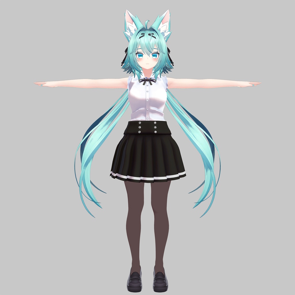 竜胆用の衣装、ガーリーコーデ、フリルスリーブブラウス、リボン、プリーツスカート